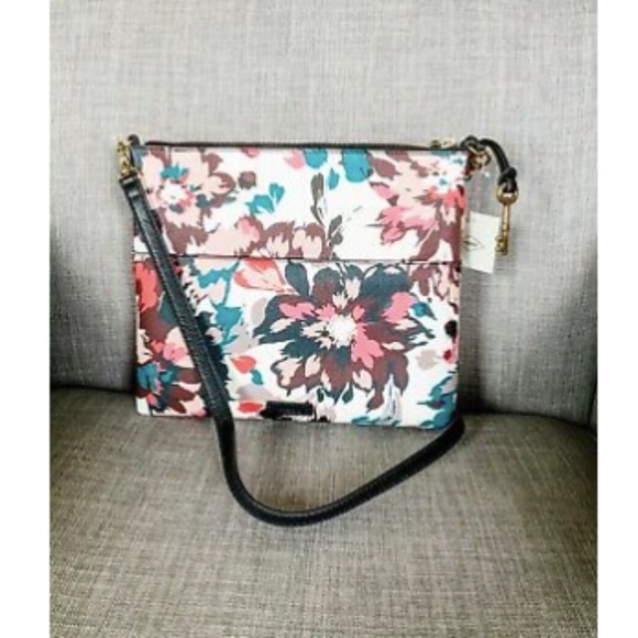 NWT Fossil Fiona Large Pink Floral Crossbody ZB727 - Picture 6 of 8